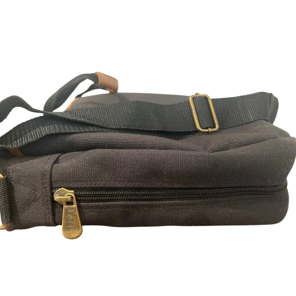 Totes Y2K Black‎ Canvas Briefcase Expandable Messenger Travel Laptop Bag Utility